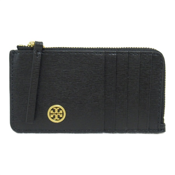 Tory Burch Robinson Top Zip Card Holder 87162001 leather Black NEW unisex