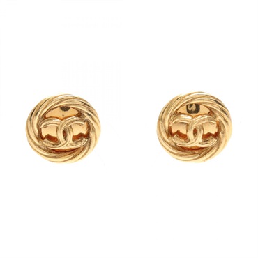 CHANEL clip Earring Gold Plated Used COCO