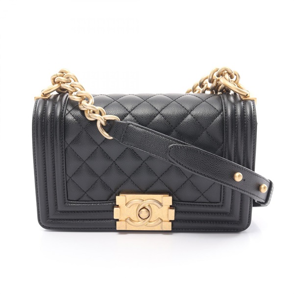 CHANEL Boy Chanel Small Matelasse Shoulder Bag A67085 Grained calf Black Used CC