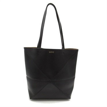 LOEWE Puzzle Fold Tote Bag leather Black Used Women