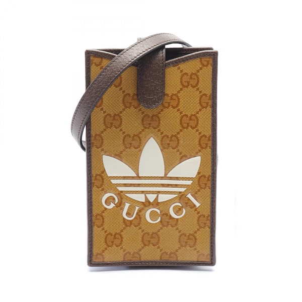 GUCCI × adidas GG Crystal Shoulder Bag 702203 canvas leather Brown Used Women