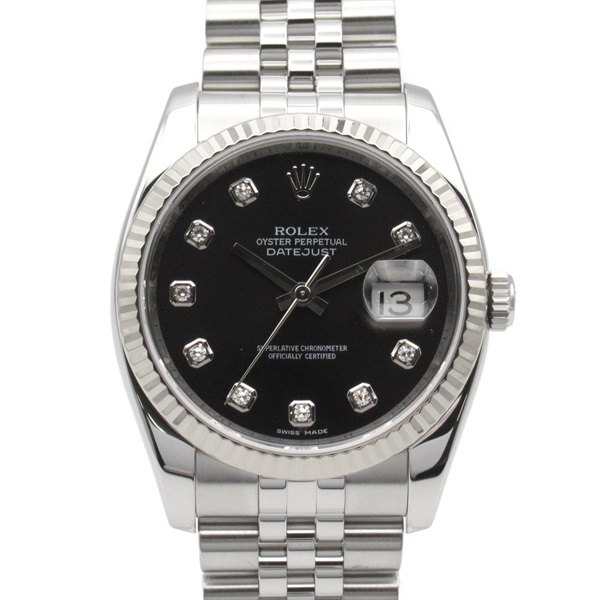 ROLEX Datejust 10P Diamond M Wrist Watch 116234G Automatic K18WG SS Used mens