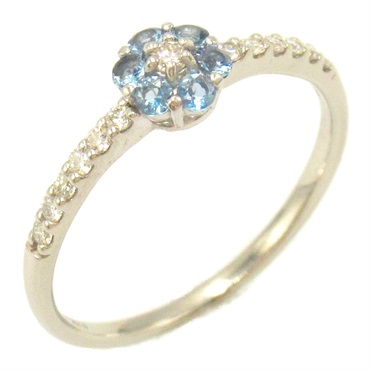 JEWELRY blue Aquamarine diamond ring #6.25 US size Pt900 Platinum Used