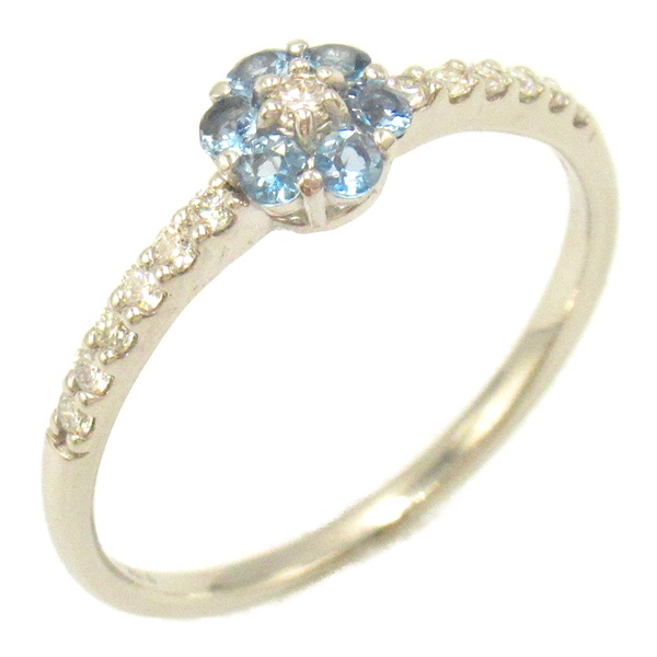 JEWELRY blue Aquamarine diamond ring #6.25 US size Pt900 Platinum Used