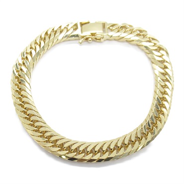 JEWELRY Triple 8 side Flat link chain bracelet 17cm K18 Yellow