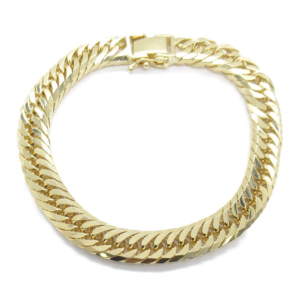 JEWELRY Triple 8 side Flat link chain bracelet 17cm K18 Yellow