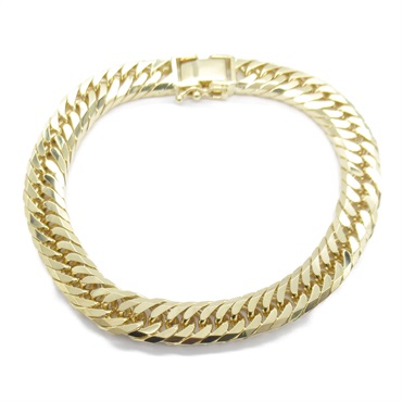 JEWELRY 8 sided triple Curb chain Bracelet K18 Yellow Gold NEW unisex