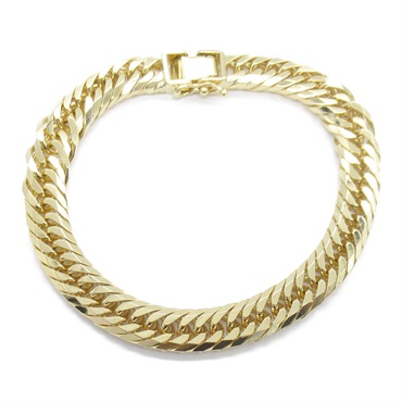 JEWELRY 8 sided triple Curb chain Bracelet K18 Yellow Gold NEW unisex