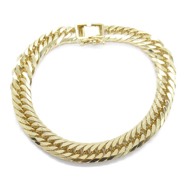 JEWELRY 8 sided triple Curb chain Bracelet K18 Yellow Gold NEW unisex