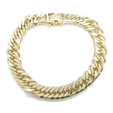 JEWELRY Triple 8 side Flat link chain Bracelet 17cm 30.4g K18 Yellow Gold