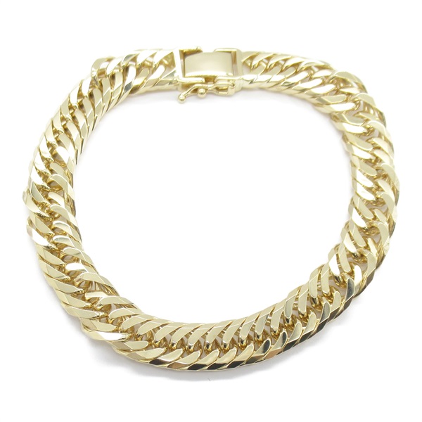 JEWELRY Triple 8 side Flat link chain Bracelet 17cm 30.4g K18 Yellow Gold