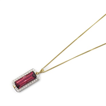 JEWELRY Necklace Pt900 Platinum Pink tourmaline Diamond 18KYG gold Used women
