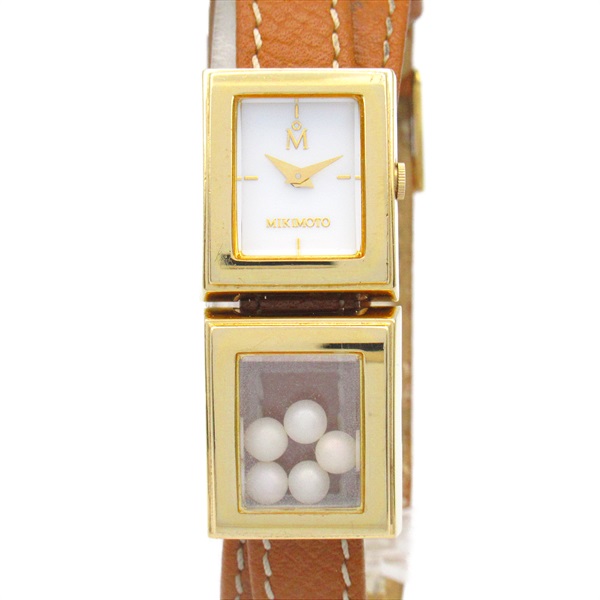 MIKIMOTO Multi-form Wrist Watch NNS378GF Quartz GP Leather belt Used Women