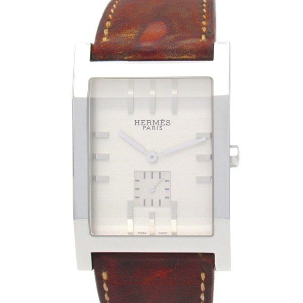 HERMES tandem Wrist Watch TA1.810 Quartz Stainless Steel Leather belt Used Women