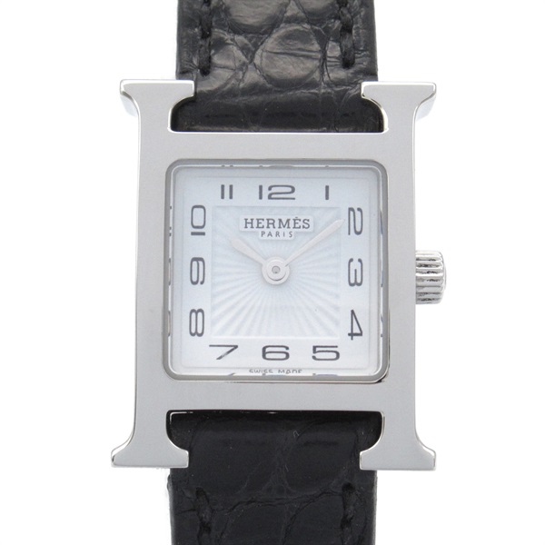 HERMES H watch mini Wrist Watch HH1.110 Quartz SS leather Used Women