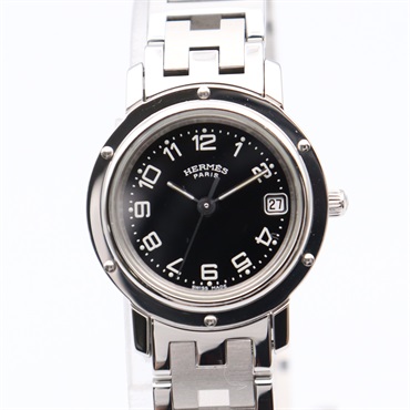 HERMES Clipper Wrist Watch CL4.210 Quartz Stainless Steel Used Women Black