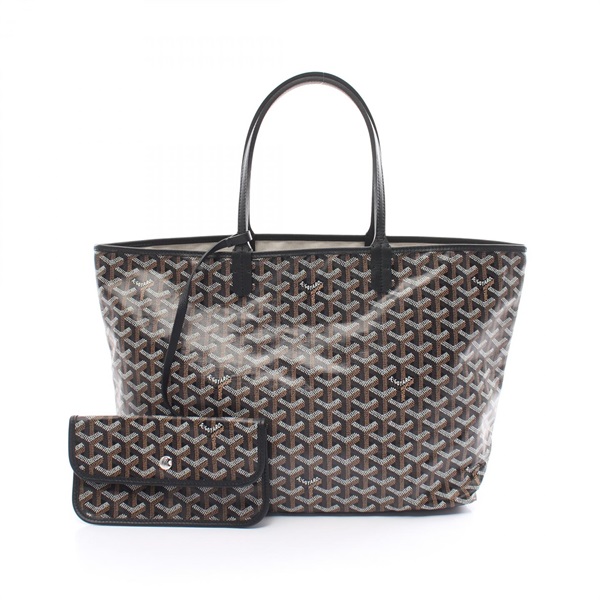 GOYARD Saint Louis PM Tote Bag canvas leather Black White Brown Used Women