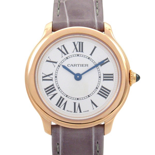 CARTIER Ronde Louis Wrist Watch WGRN0013 Quartz K18 PG Rose Gold leather Women