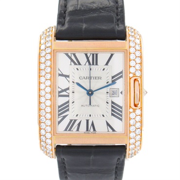 CARTIER Tank Anglaise LM Wrist Watch WT100016 Automatic K18 PG Gold leather mens