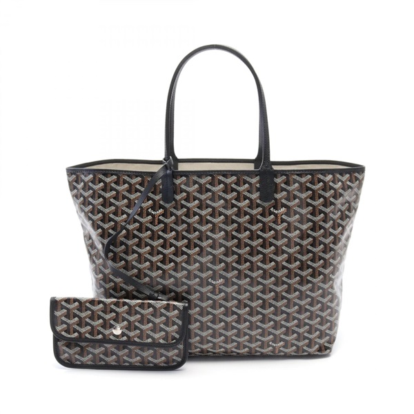 GOYARD Saint Louis PM Tote Bag canvas leather Black Brown White Used Women