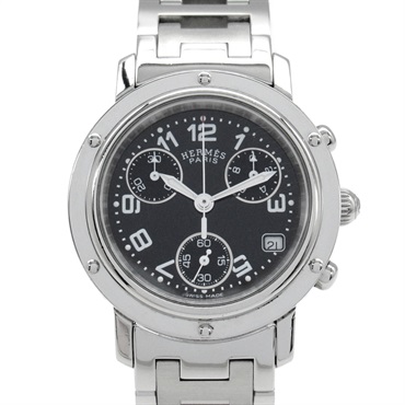 HERMES Clipper chrono Wrist Watch CL1.310 Quartz Stainless Steel Used Women