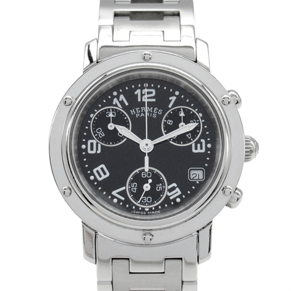 HERMES Clipper chrono Wrist Watch CL1.310 Quartz Stainless Steel Used Women