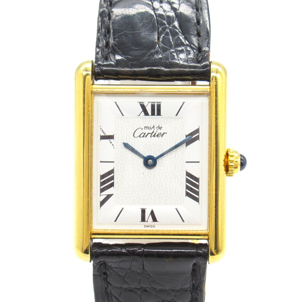 CARTIER Must tank Vermeille Wrist Watch W1009554 Quartz Gold Plated Used Women