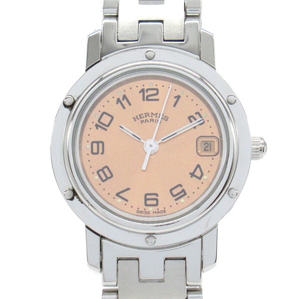 HERMES Clipper Wrist Watch CL4.210 Stainless Steel Used Women
