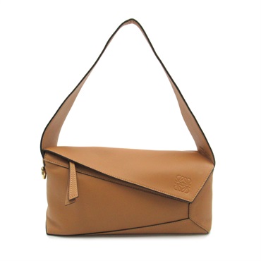 LOEWE puzzle hobo Shoulder Bag A510J67X012586 leather warm dessert Used Women