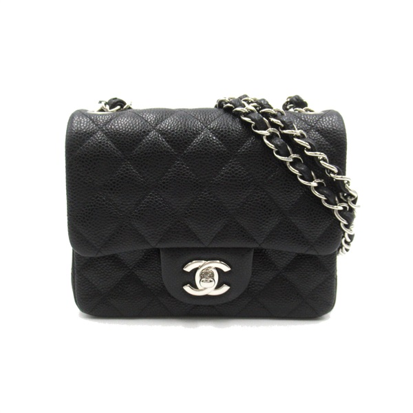 CHANEL Mini Materasse Chain Shoulder Bag Caviar leather Black Used Women SHW CC