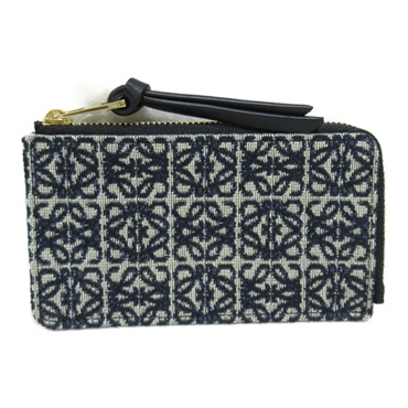 LOEWE coin card holder purse wallet C604Z40X025938 leather Fabric Navy Black