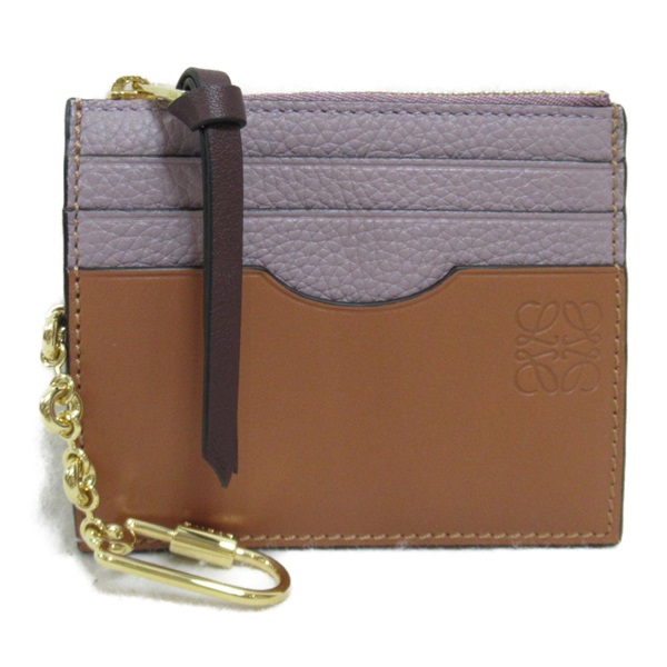 LOEWE Square Coin Card Holder with Chain C821B35X018698 leather Purple Brown