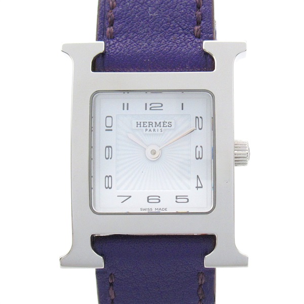 HERMES H watch Wrist Watch HH1.210 Quartz Stainless Steel Leather Used Women