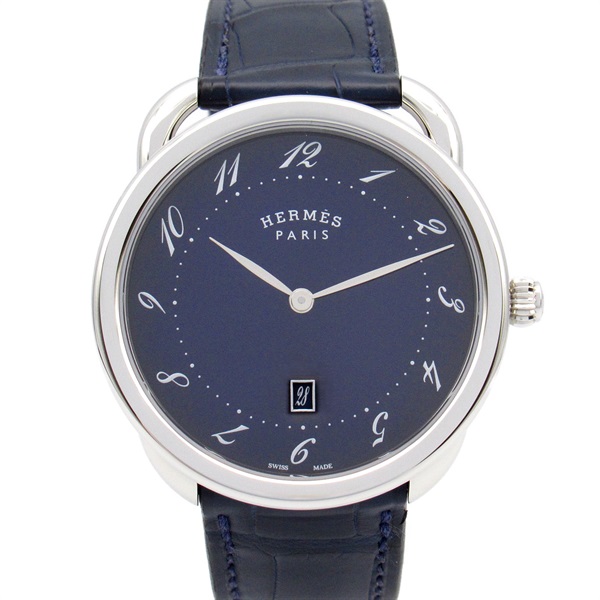 HERMES Arceau Wrist Watch AR7Q.810 Quartz Stainless Steel leather Used mens