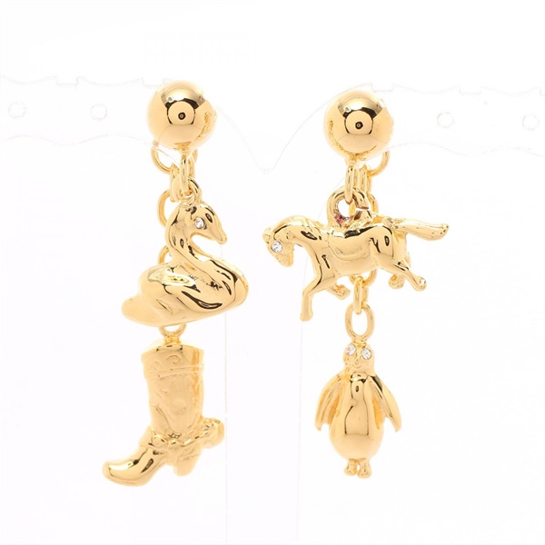 MARNI Multi Charm Pierced earrings Gold Plated NEW women