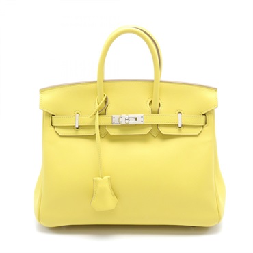 HERMES Birkin 25 Lime Handbag 049362CK Epsom leather yellow Used Women D SHW