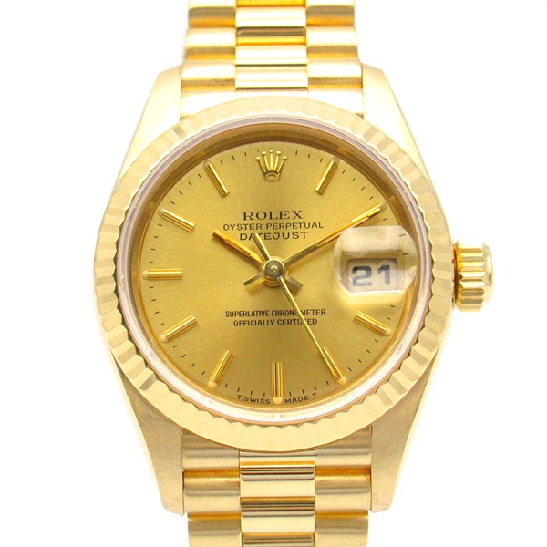 ROLEX Datejust W Wrist Watch 69178 Automatic K18 Yellow Gold SS Used Women