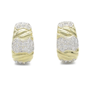 JEWELRY Diamond Earrings K18 YG Yellow Gold Clear Used
