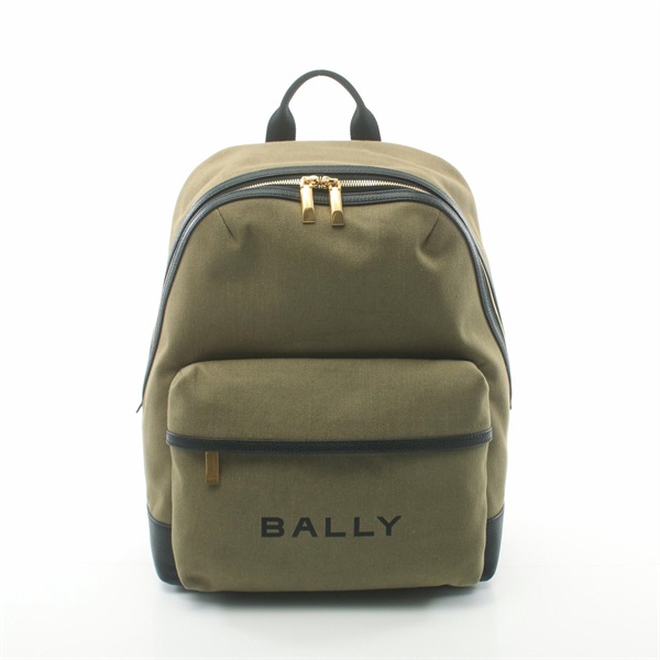 BALLY Bar Rucksack Backpack 6306641 canvas leather Khaki Black NEW mens