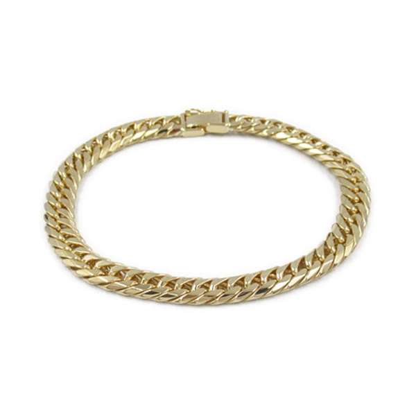 JEWELRY Double 6 side Flat link chain Bracelet 18KYG Yellow Gold Used unisex