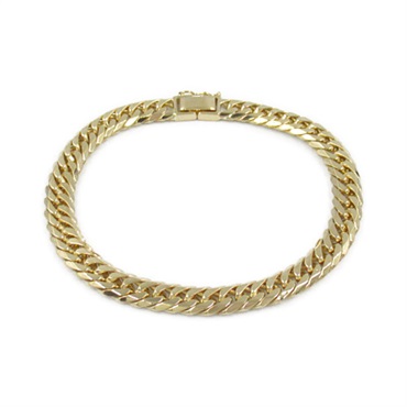 JEWELRY Double 6 side Flat link chain Bracelet 18KYG Yellow Gold Used unisex