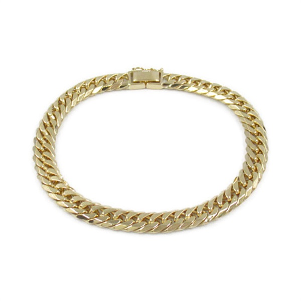 JEWELRY Double 6 side Flat link chain Bracelet 18KYG Yellow Gold Used unisex