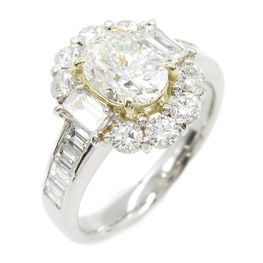 JEWELRY Diamond Ring Pt900 Platinum Clear Used US#7.75