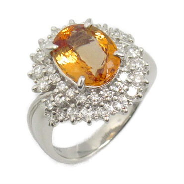 JEWELRY Imperial Topaz Ring Pt900 Platinum Used women US size 5.5