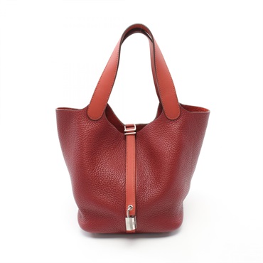 HERMES Picotin Lock MM Touch Hand bag R 068670CK leather Rouge H Brique SHW