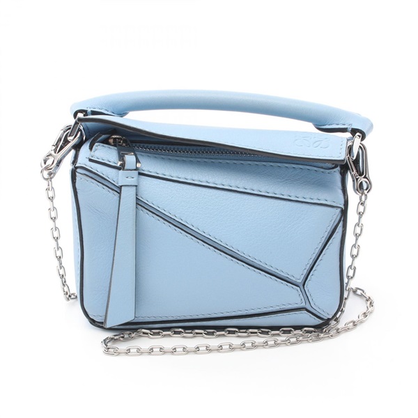 LOEWE Puzzle bag nano 2way Chain Handbag A510U98X01 leather Blue Used shoulder