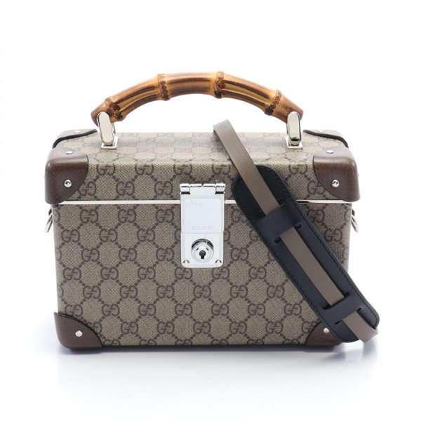 GUCCI GUCCI GLOBE-TROTTER Bamboo GG Supreme Vanity Case Hand shoulder bag 58835