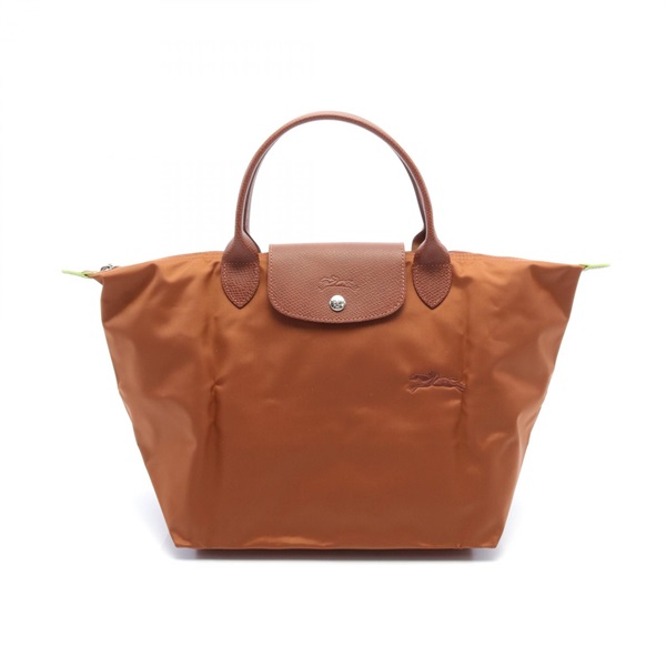 Longchamp Le Pliage Green M Hand bag L1623919504 Nylon leather Cognac NEW 6