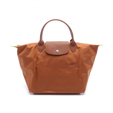 Longchamp Le Pliage Green M Hand bag L1623919504 Nylon leather Cognac NEW 4