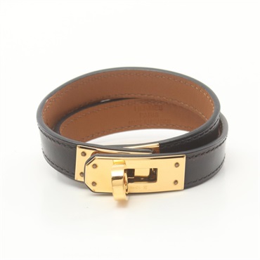 HERMES Kelly Double Tour Bracelet Box calf leather GHW Black Used Women